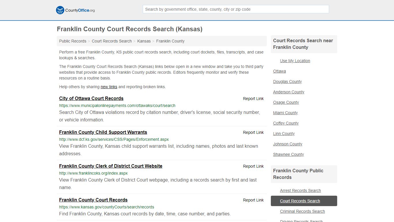 Court Records Search - Franklin County, KS (Adoptions ...